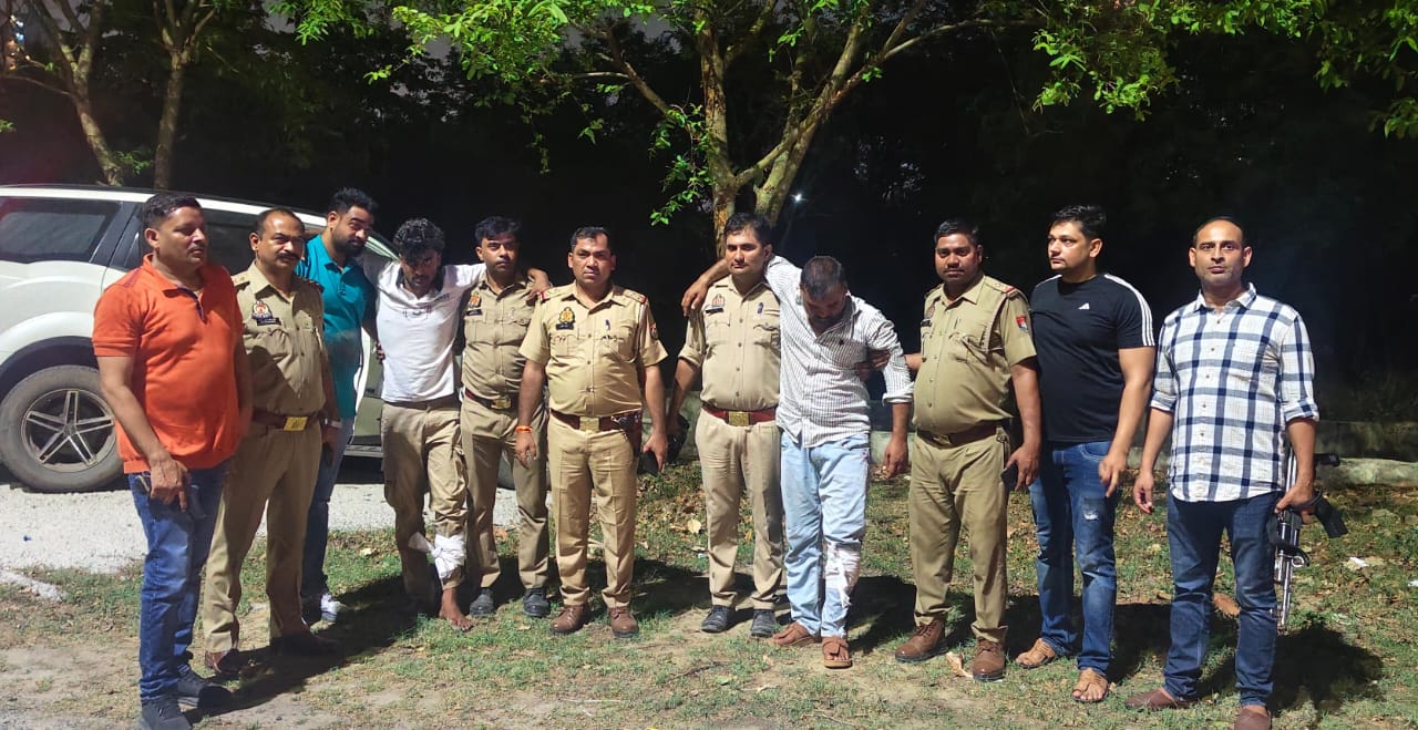 ग्रेटर नोएडा वेस्ट में तीन एनकाउंटर, 25 हजार के इनामी समेत 5 बदमाशों को लगी गोली, लूटी गई लग्जरी कारें और हथियार बरामद