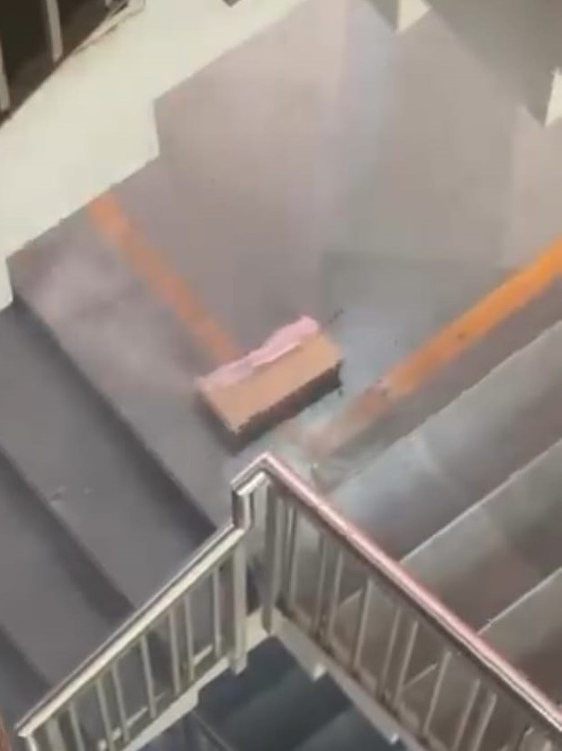 छात्रों के हुड़दंग का केंद्र बन रही एमिटी यूनिवर्सिटी: यूनिवर्सिटी की सीढि़यो पर छात्रों ने की आतिशबाजी