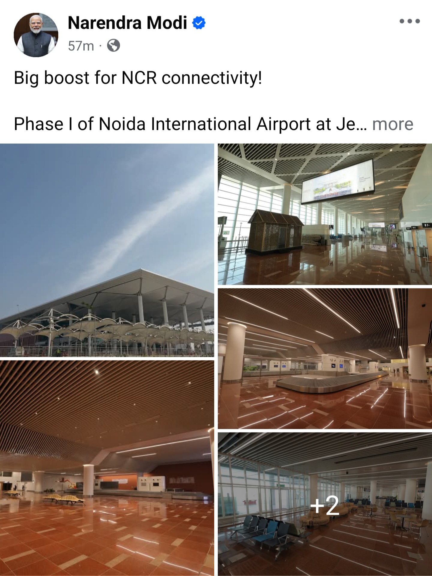 प्रधानमंत्री ने शेयर की नोएडा इंटरनेशनल एयरपोर्ट की फोटो:सोशल मीडिया अकाउंट पर नरेंद्र मोदी ने कहा 28 को होगा एयरपोर्ट का उदघाटन