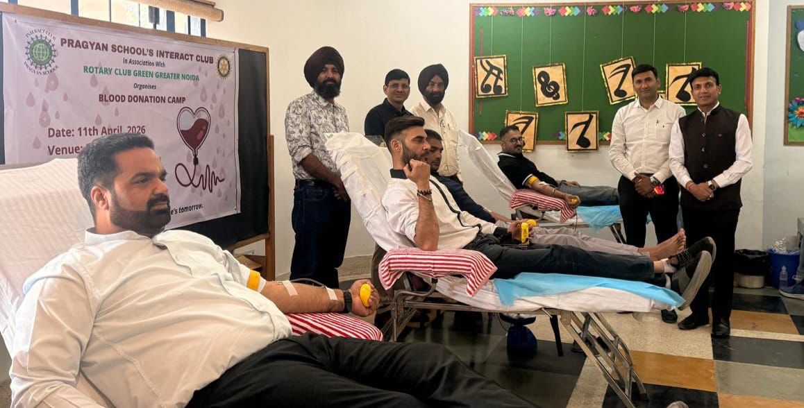 रोटरी क्लब ग्रीन ग्रेटर नोएडा के द्वारा रक्‍तदान शिविर का आयोजन:प्रज्ञान स्कूल में आयोजित हुआ रक्‍तदान शिविर