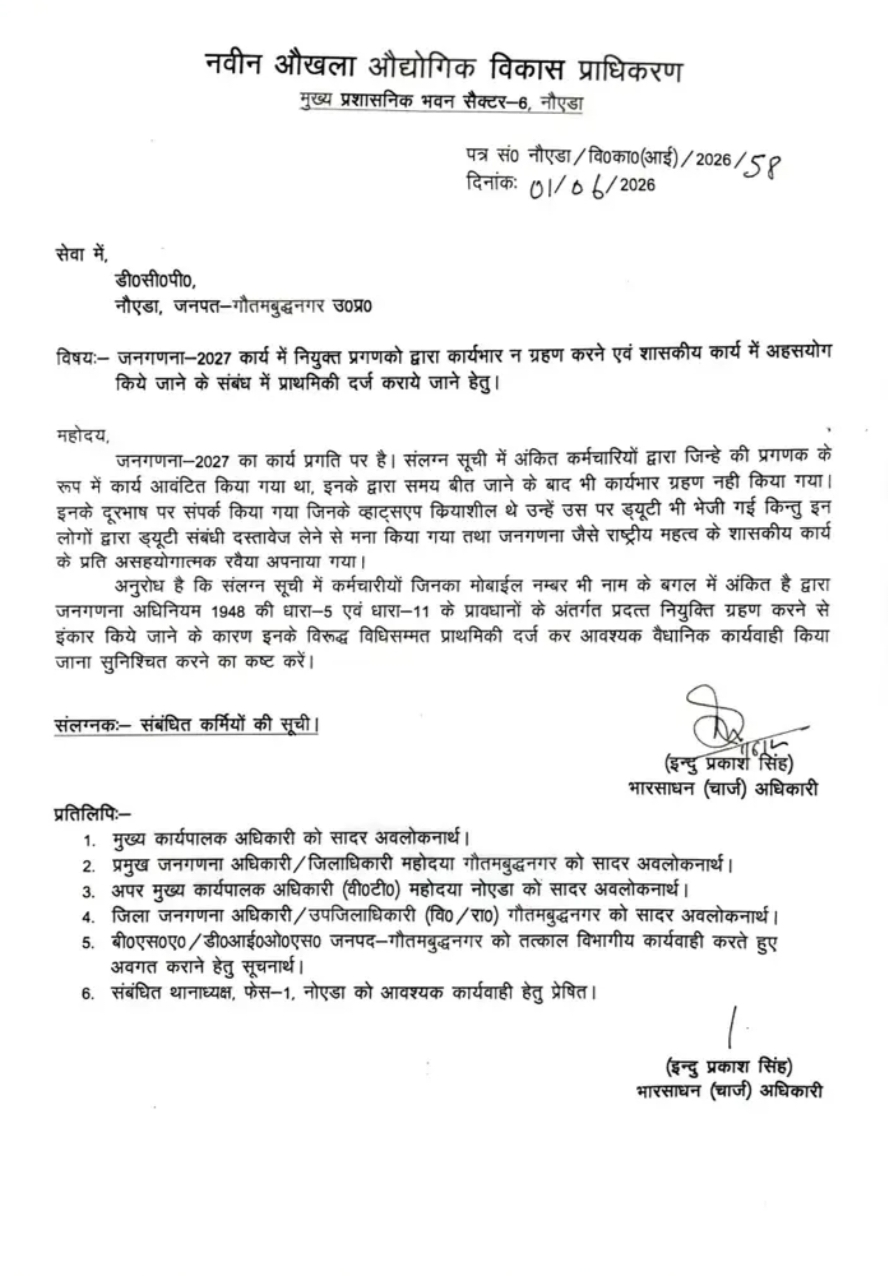 लापरवाह कर्मचारियों पर मुकदमा दर्ज करने की तैयारी:डीसीपी को नोएडा प्राधिकरण के अधिकारी ने लिखा पत्र